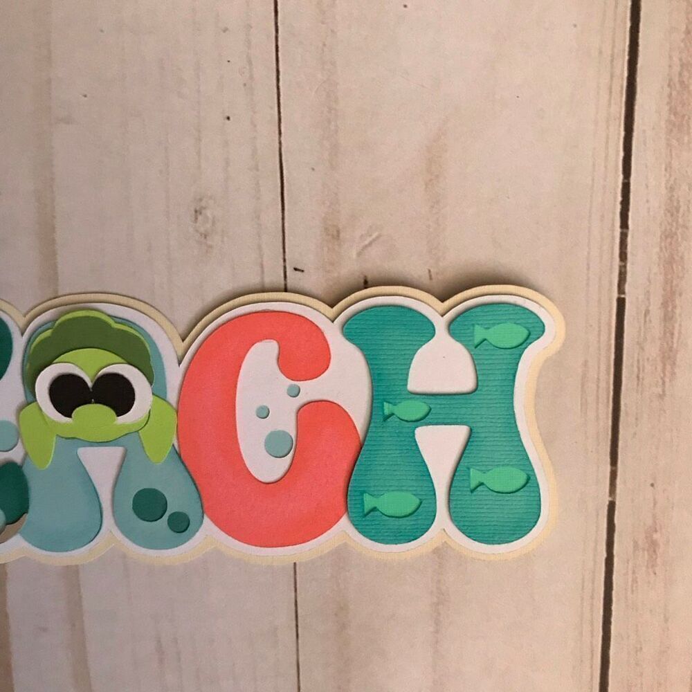3-D Scrapbook or card title Beach with turtle umbrella Handmade acid free - Picture 3 of 3